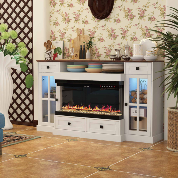 55" Modern Adjustable Light Fireplace TV Stand