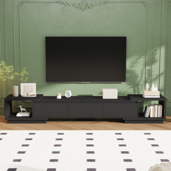 106.3" Modern Minimalist Wide TV Stand with Adjustable Width