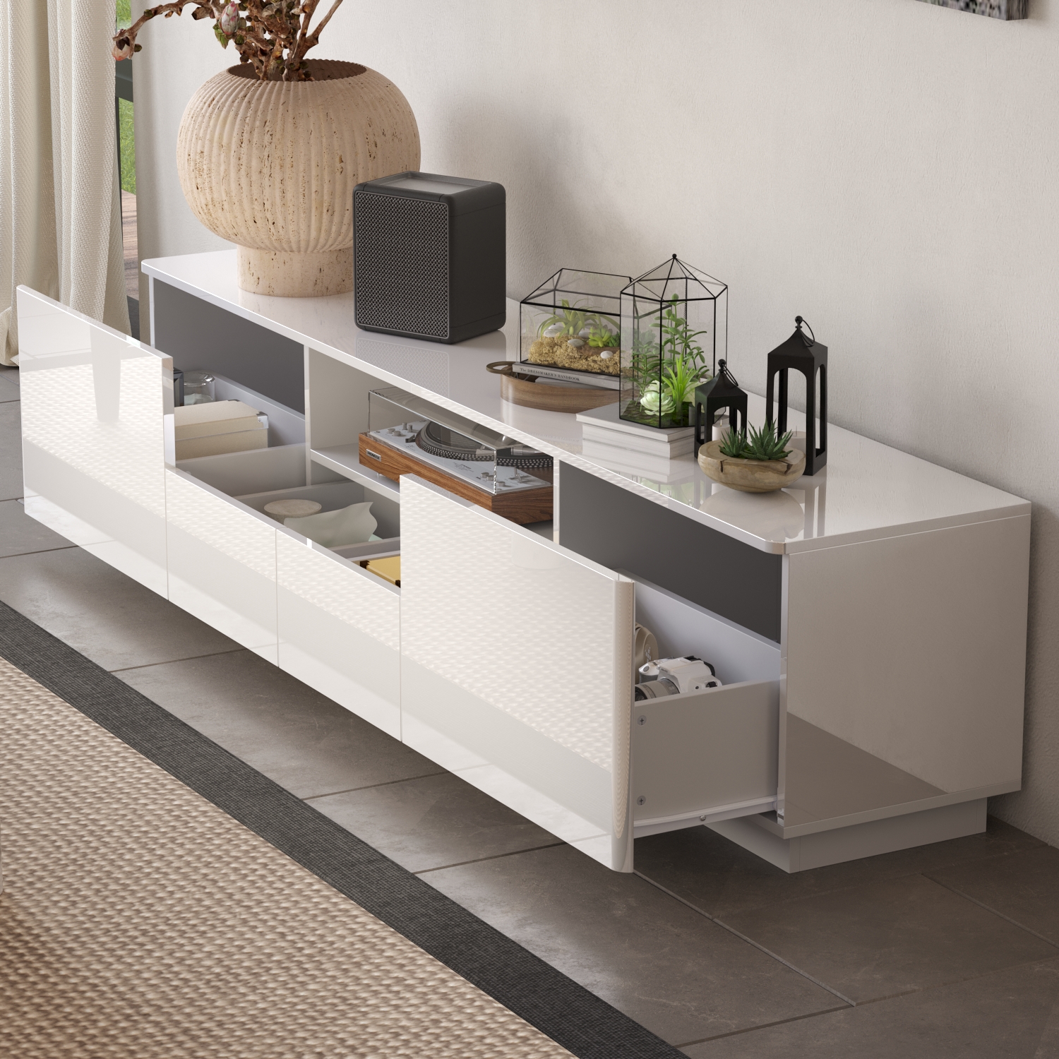 70.8" Modern Minimalist LED TV Stand - Image 5