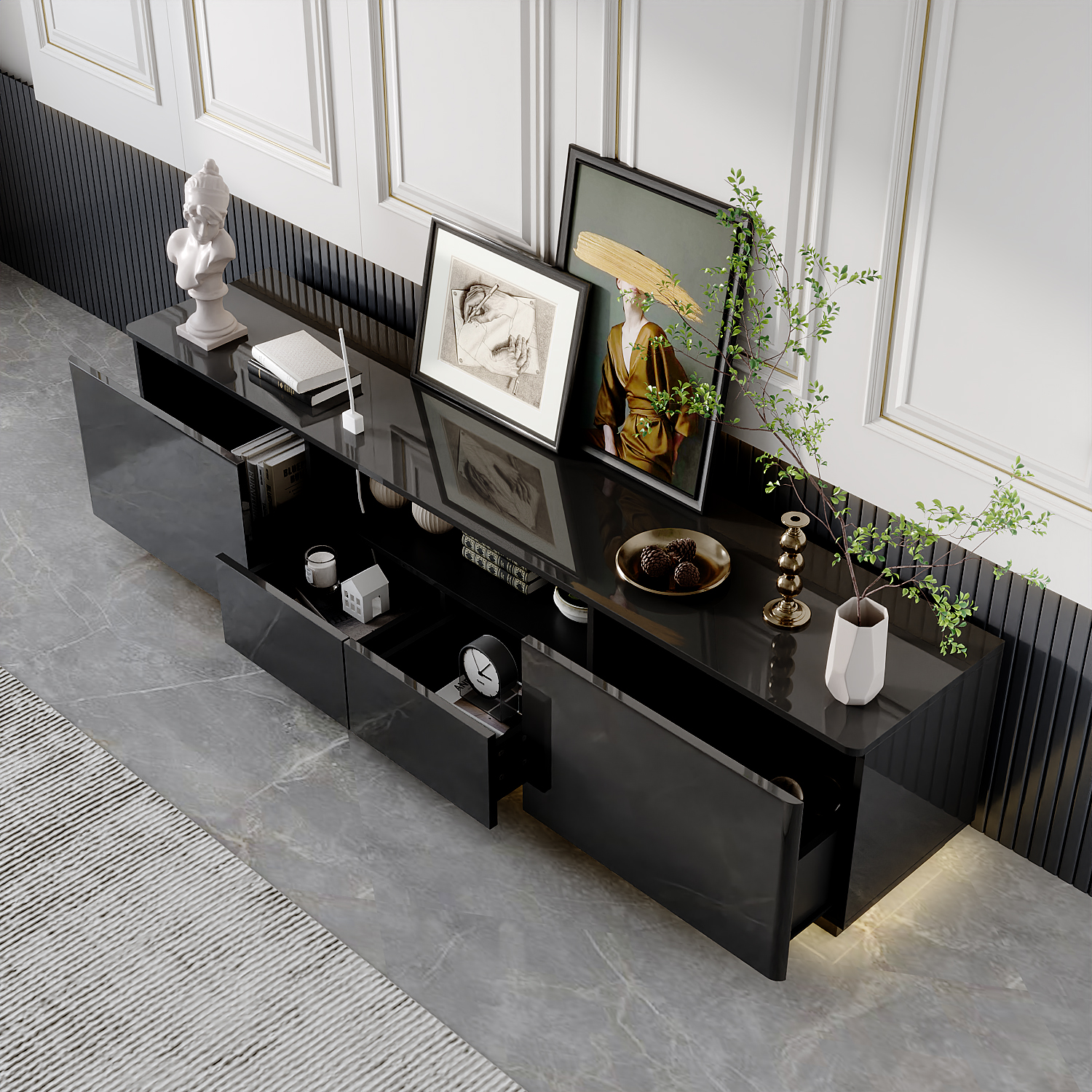 70.8" Modern Minimalist LED TV Stand - Image 2