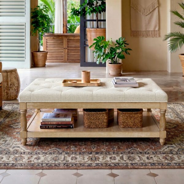 43.7" Large Rectangular Ottoman Coffee Table