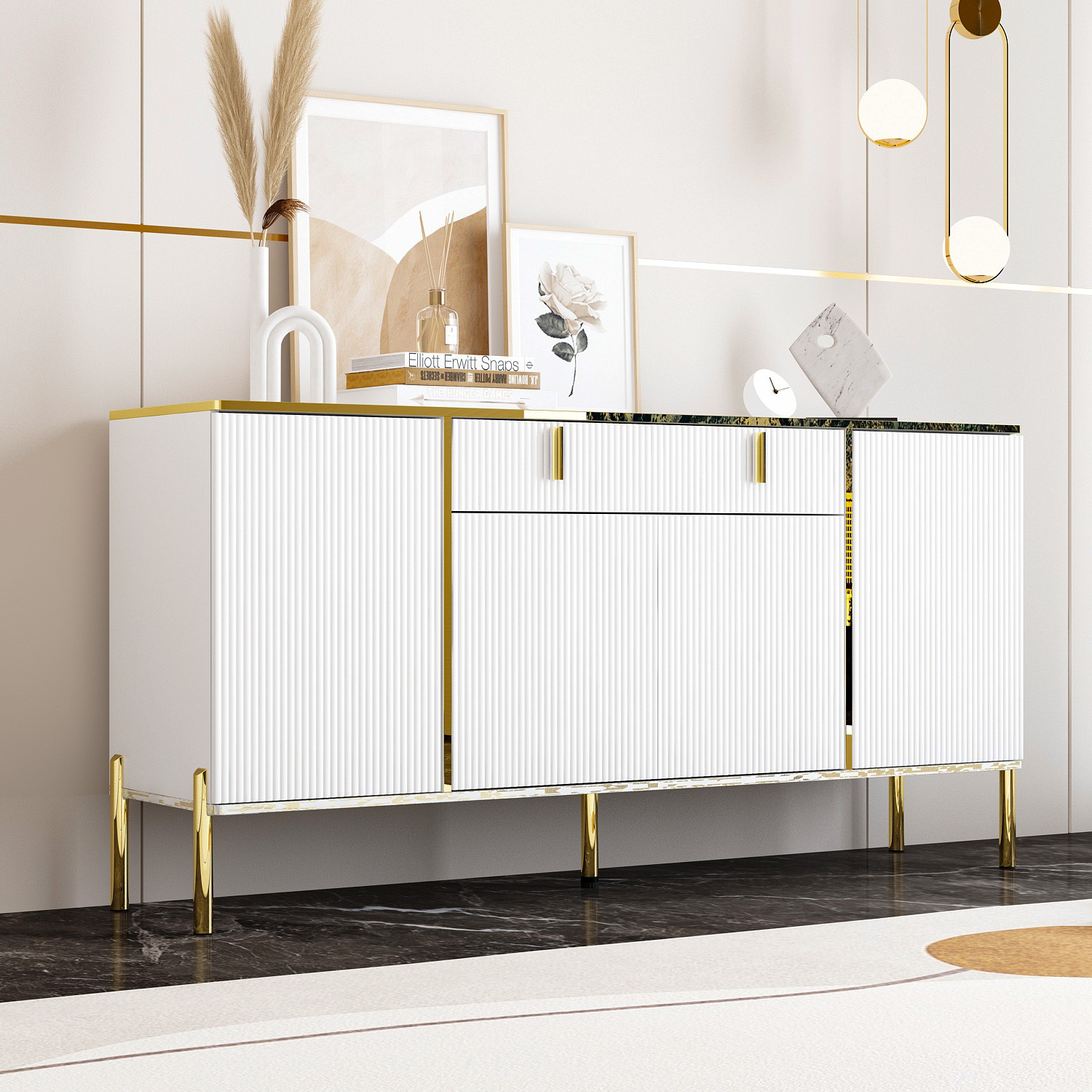 63" Modern Sideboard Buffet Cabinet - Image 3