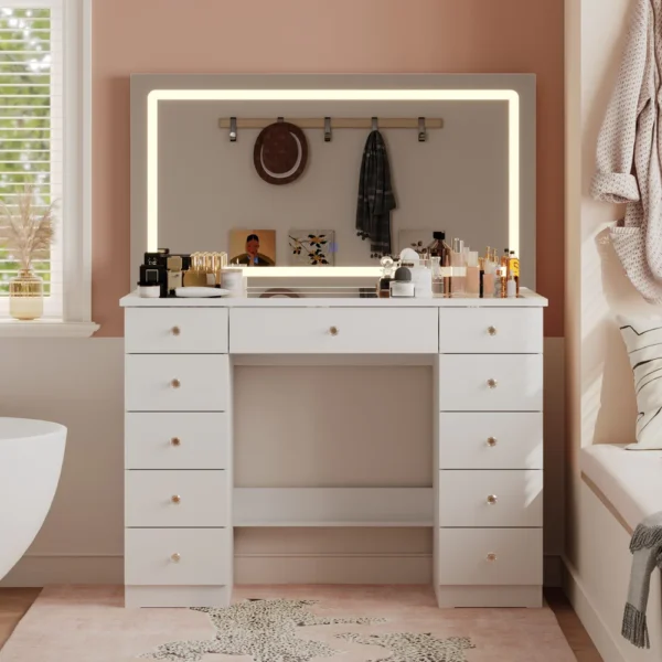 43.3" White Modern Makeup Vanity