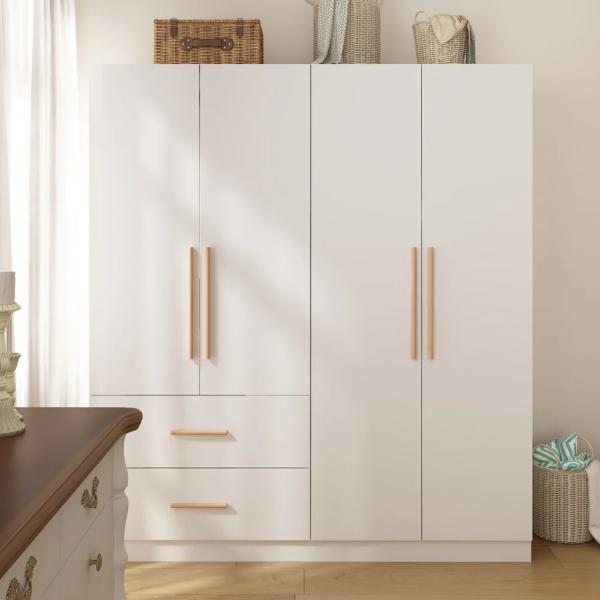 63" White Modern 4-Door Wardrobe Armoire