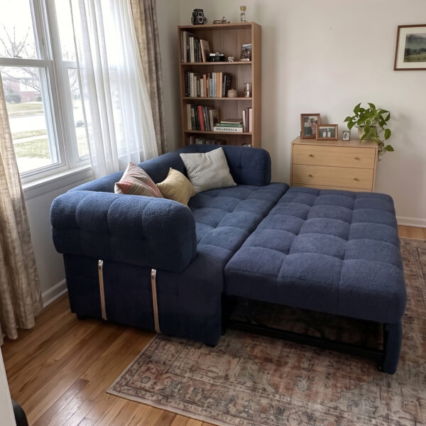 65" Boucle Pull-Out Sleeper Sofa