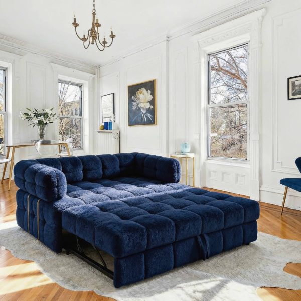65" Boucle Pull-Out Sleeper Sofa