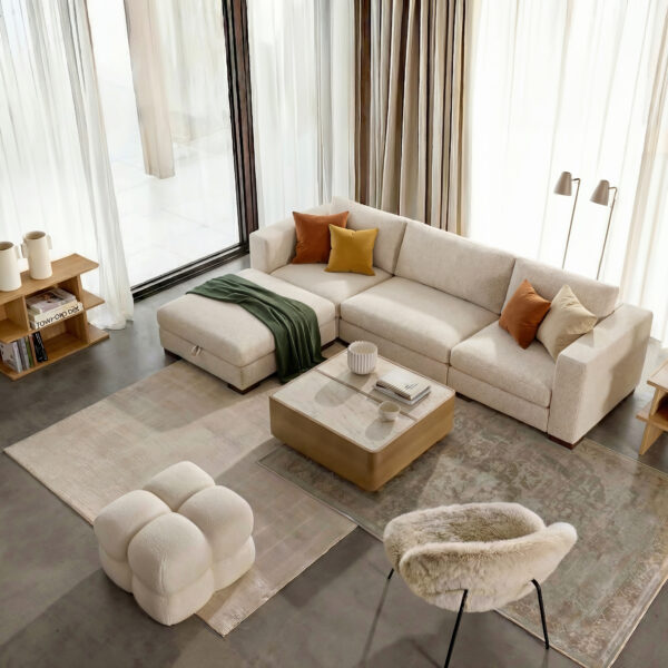 118" MODULAR SOFA WITH STORAGE OTTOMAN