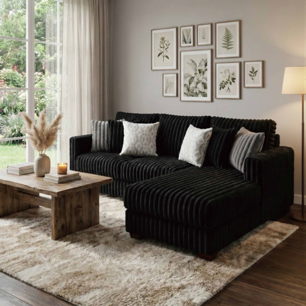 114" Black 2PC Sofa Sectional (ETA 8/24)