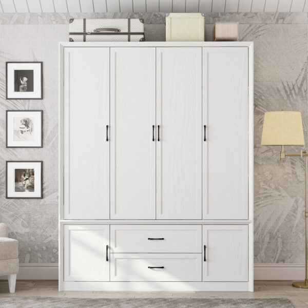62" Modern Wardrobe Armoire with 6 Doors & 2 Drawers
