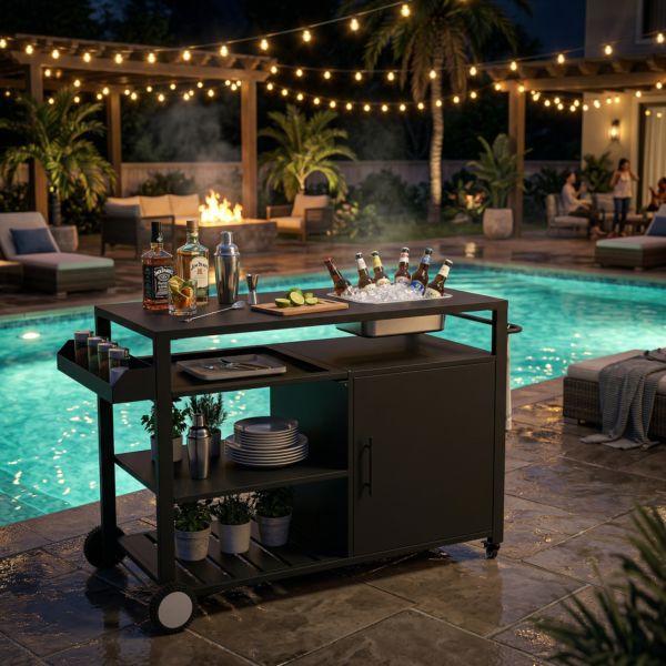 52" Outdoor Grill Cart with 304 Stainless Steel Ice Bucket