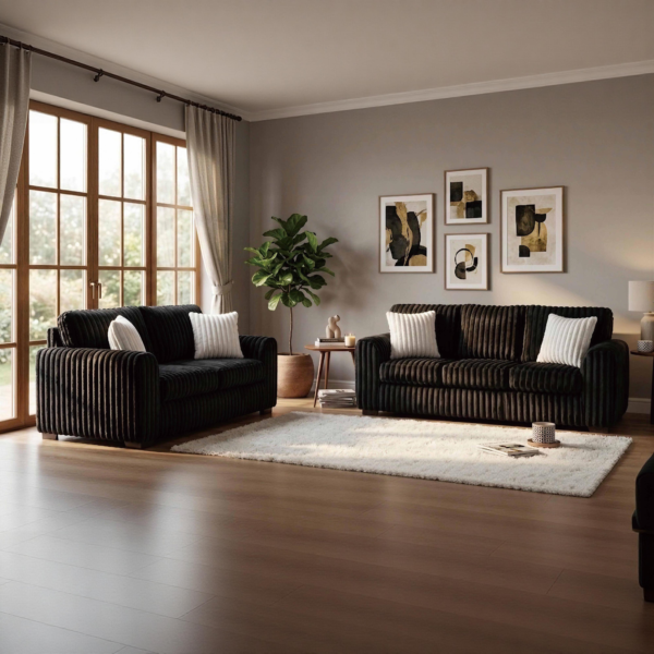 90" & 68" Black 2PC Sofa & Loveseat (ETA 8/24)