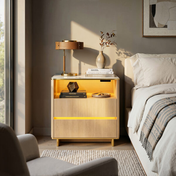 31.5" Nightstand With LED Light Strip