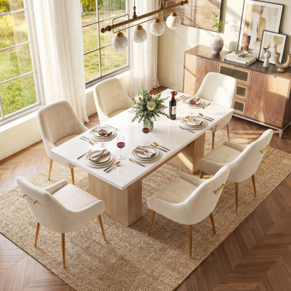 34.5" Beige Upholstered Chairs 2 PC Set