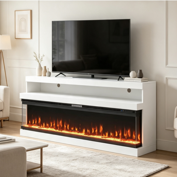 73.6" White Fireplace TV Stand (ETA 9/18)