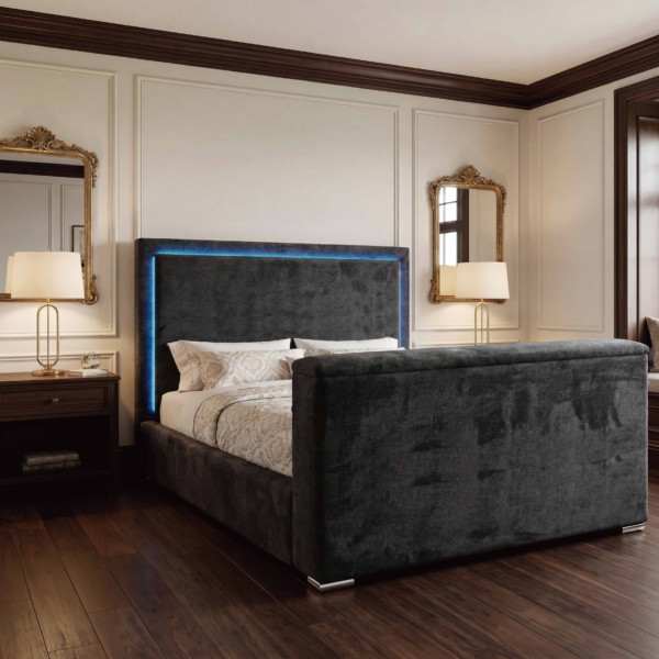 100" Upholstered Fireplace Bed With TV Lift Queen & King (ETA 9/25)