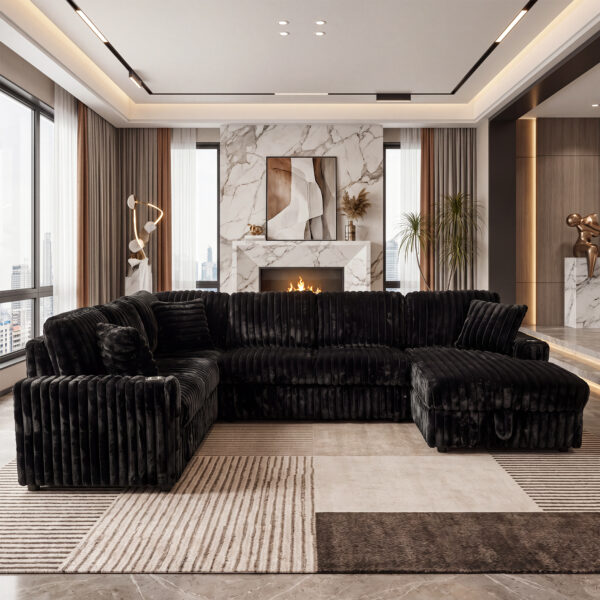 126″ Convertible Sofa Bed With Storage Chaise
