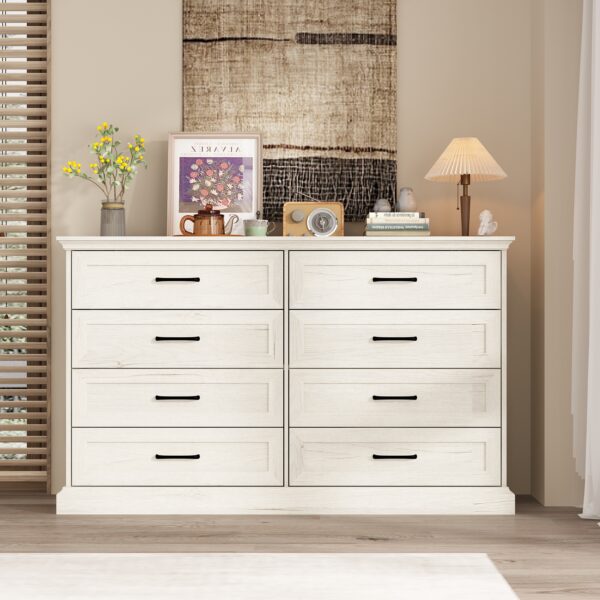 54.6" Rustic Wood Dresser with 8 Drawers